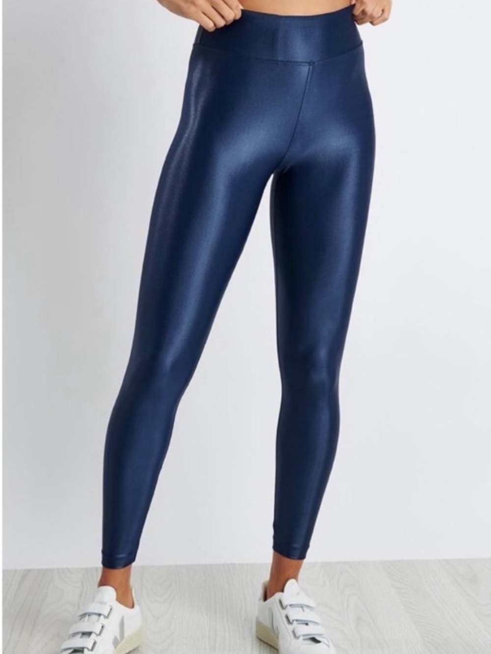 Koral Blue Electric Metallic Lustrous Liquid Leggings Size M